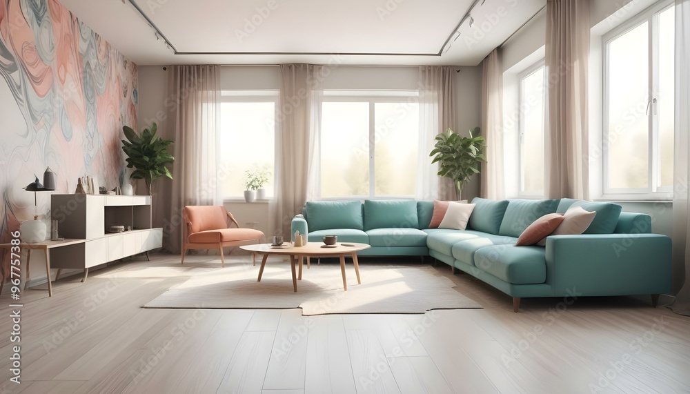 Photo interior modern design room 3d illustration;