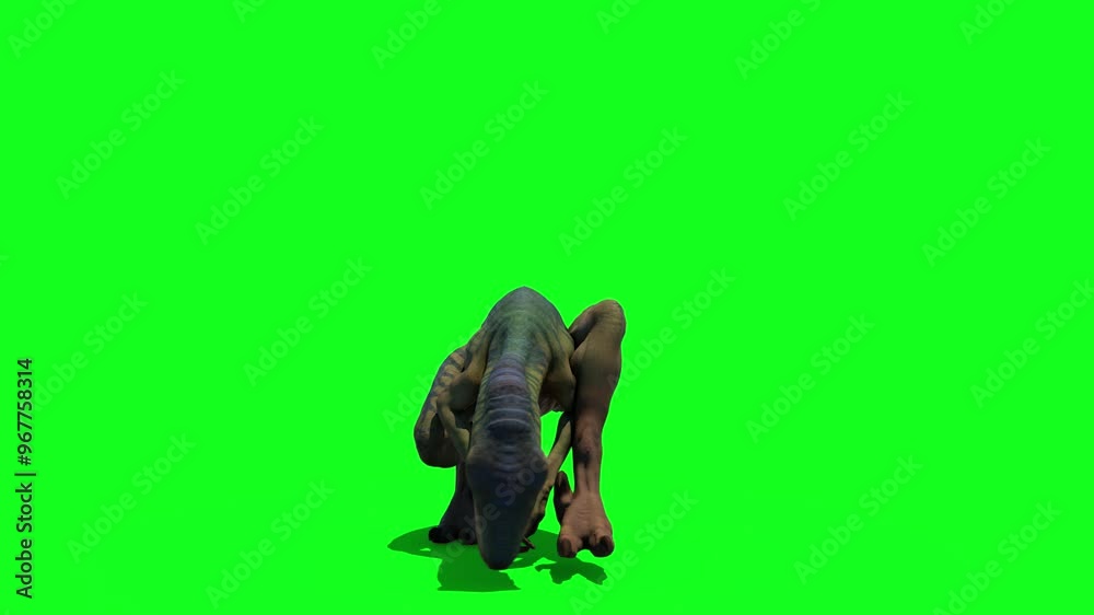 dinosaur coming front on green screen in High quality 4K dinosaur coming front on green screen in High quality 4K