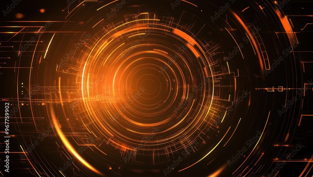 Abstract Orange Digital Background with Glowing Circles Abstract Orange Digital Background with Glowing Circles