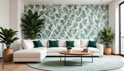 Photo interior modern design room 3d illustration;