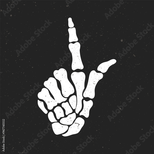 Skeleton hand with bone finger. Hand gesture