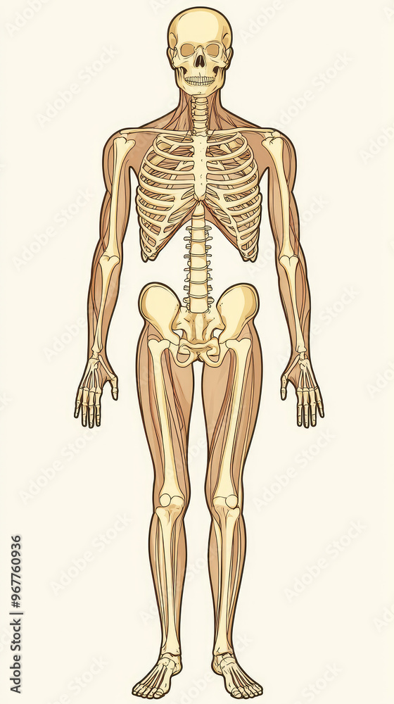 diagram of human body showcases skeletal system in detail, highlighting bones and structure. This educational illustration is perfect for anatomy studies and medical references diagram of human body showcases skeletal system in detail, highlighting bones and structure. This educational illustration is perfect for anatomy studies and medical references