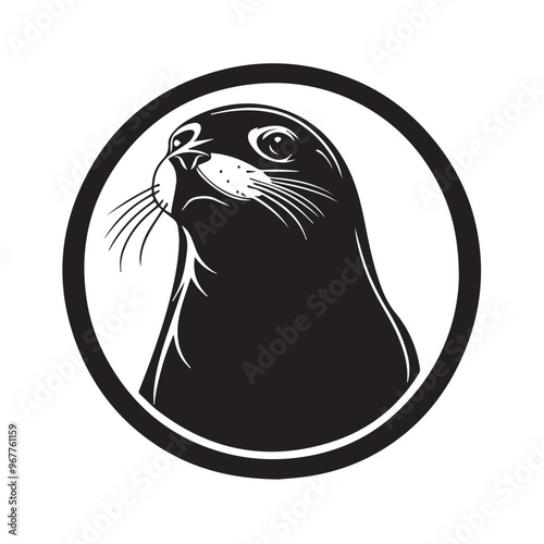 Seal in cartoon, doodle style . Image for t-shirt, web, mobile apps and ui. Isolated 2d vector illustration in logo, icon, sketch style, Eps 10, black and white. AI Generative