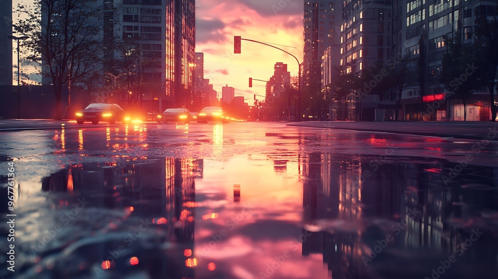 Cityscape Sunset Reflections Cityscape Sunset Reflections