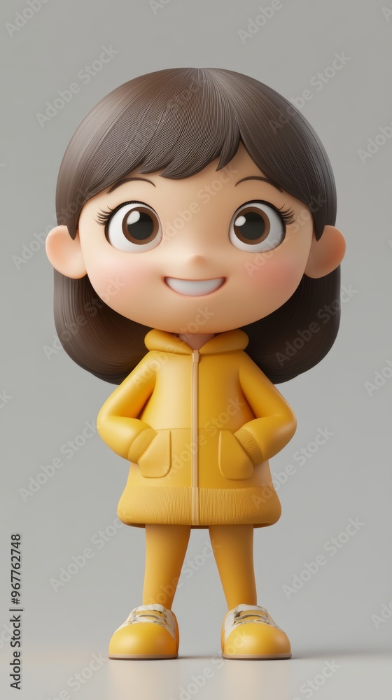 3D illustration of a smiley cute girl