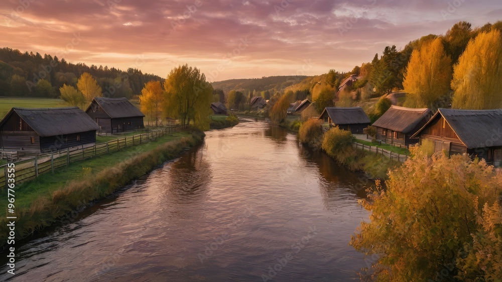 radiant sunset: a symphony of colors in nature's tranquility