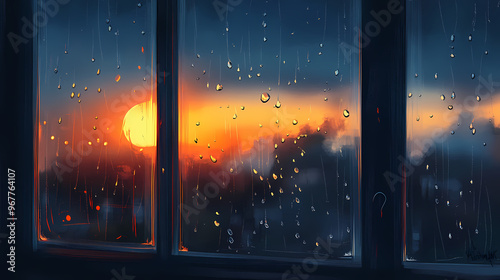 Raindrops on window rainy day. Rainy Day. Illustration