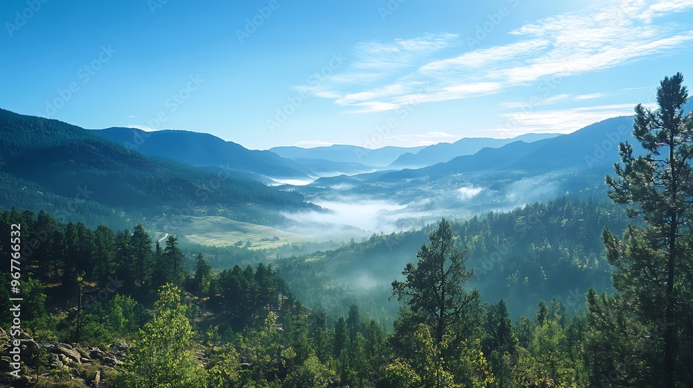 Fototapeta premium Mountain View with Morning Fog