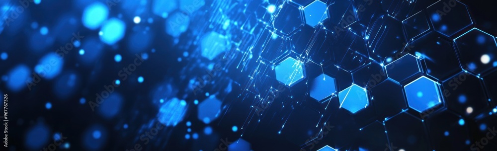 Abstract Blue Hexagon Pattern with Glowing Lines Abstract Blue Hexagon Pattern with Glowing Lines