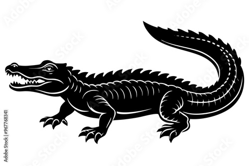 A black iguana, a wild reptile animal with a notable tail, is isolated in a closeup shot
