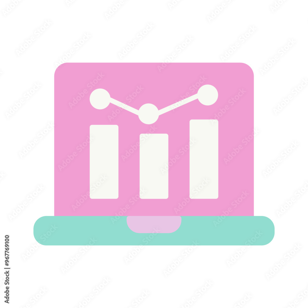 laptop with bar chart and binary code laptop with bar chart and binary code