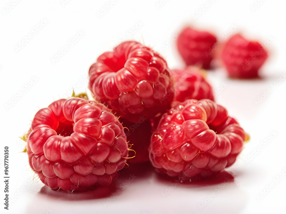 Raspberries on the white surface