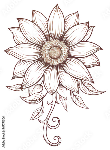 PNG A flower drawing pattern sketch.