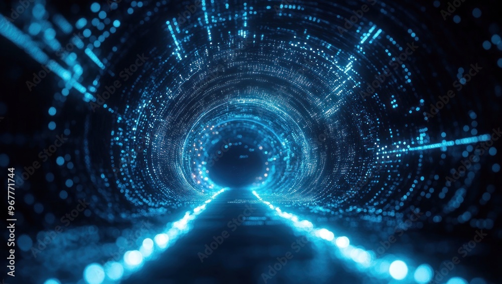 Fototapeta premium Abstract Blue Light Tunnel