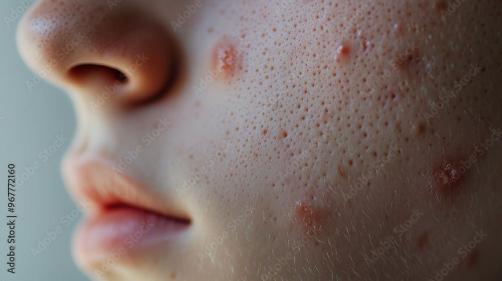 Close-Up of Acne on Human Skin