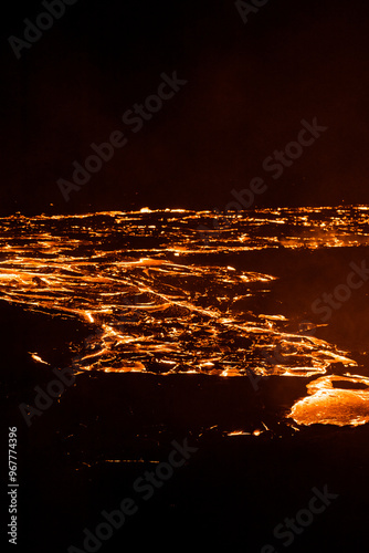 night volcanic eruption in Iceland