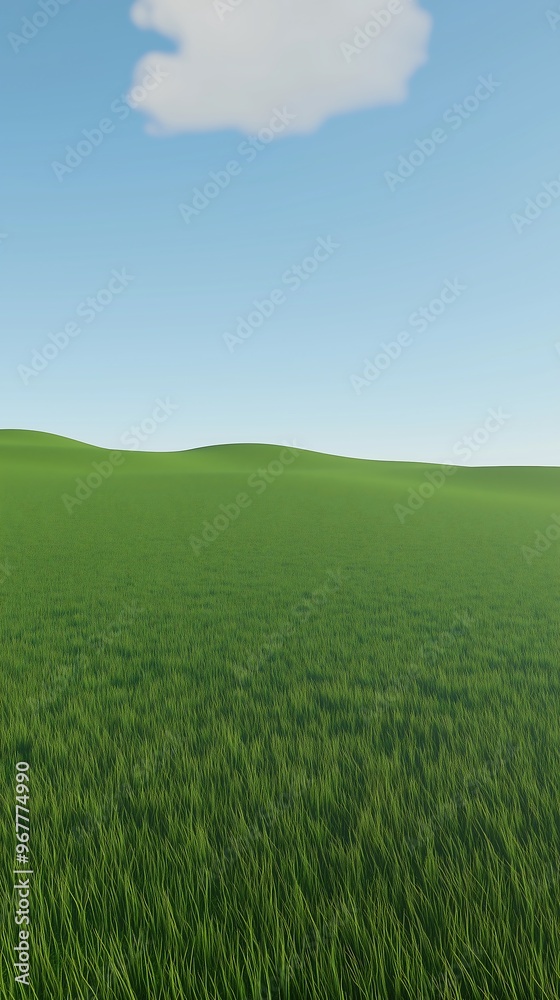 Vast green grassy field under a clear blue sky with clouds Vast green grassy field under a clear blue sky with clouds