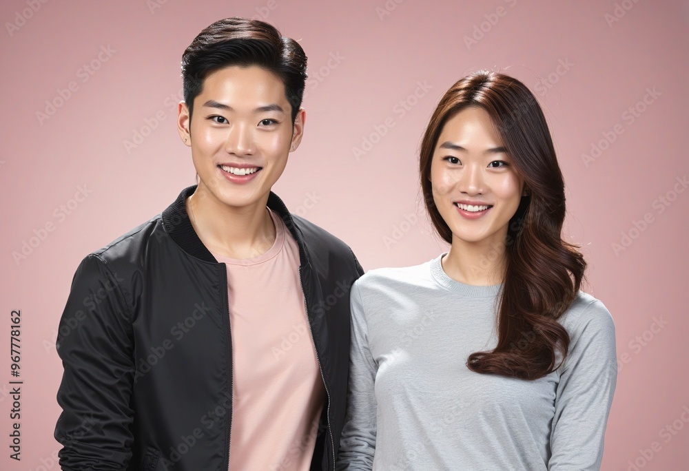 stylish smiling asian couple, portrait photography stylish smiling asian couple, portrait photography