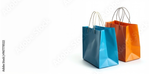 Two colorful shopping bags on white background.