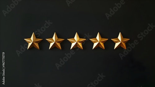 Photography Depicting A Gold Five Star Review On A Simple Black Background