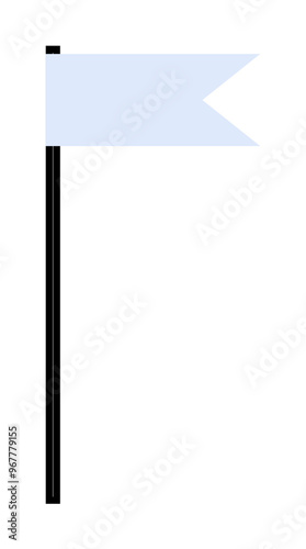 Minimalist design of a black flagpole with a light blue pennant. Ideal for events, celebrations, navigation, marking locations, and sports. Clean and modern style.