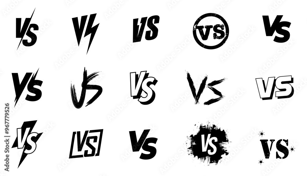 Versus icons. Versus icons set. VS letters set. Battle icons. Vector Versus icons. Versus icons set. VS letters set. Battle icons. Vector