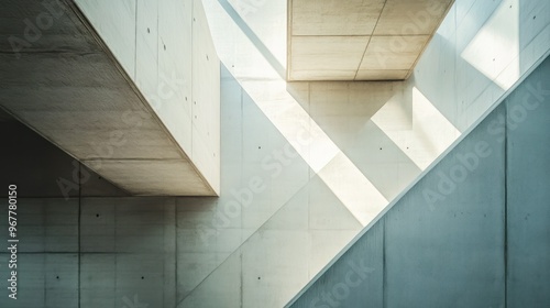 Abstract architectural design featuring concrete structures and light interplay.