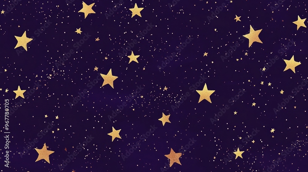 A seamless background with tiny gold stars scattered across a deep purple backdrop, ideal for celestial or magical themes A seamless background with tiny gold stars scattered across a deep purple backdrop, ideal for celestial or magical themes