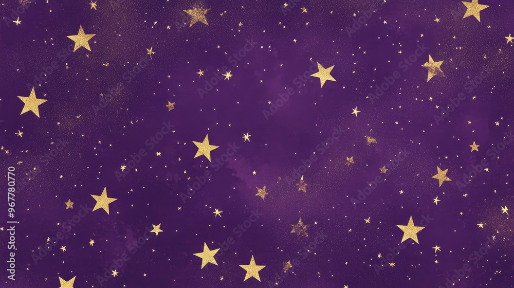 A seamless background with tiny gold stars scattered across a deep purple backdrop, ideal for celestial or magical themes A seamless background with tiny gold stars scattered across a deep purple backdrop, ideal for celestial or magical themes