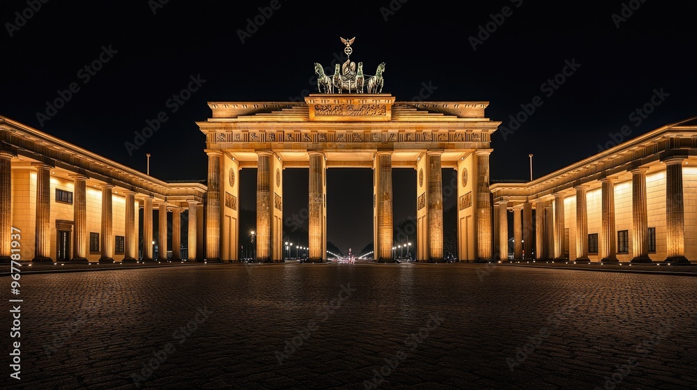 Obraz premium Brandenburg Gate in Berlin, illuminated at night