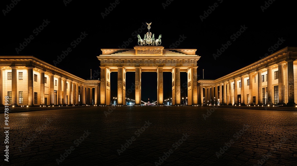 Brandenburg Gate in Berlin, illuminated at night Brandenburg Gate in Berlin, illuminated at night