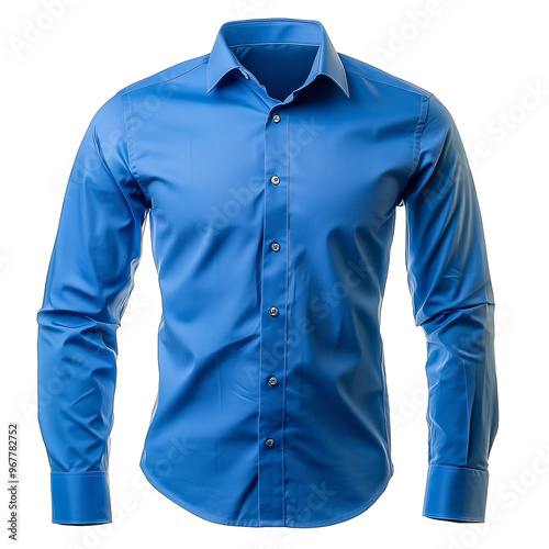 Blue men's shirt isolated on transparent or white background