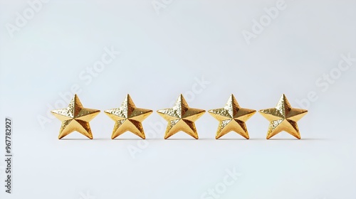 Photography Depicting A Gold Five Star Review On A Simple Background