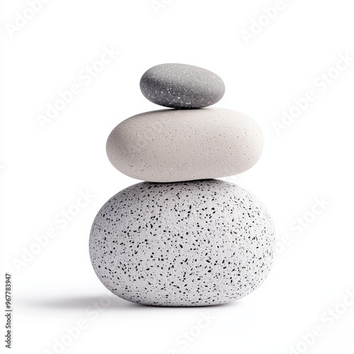 A pebble balanced on top of a larger rock in a zen garden