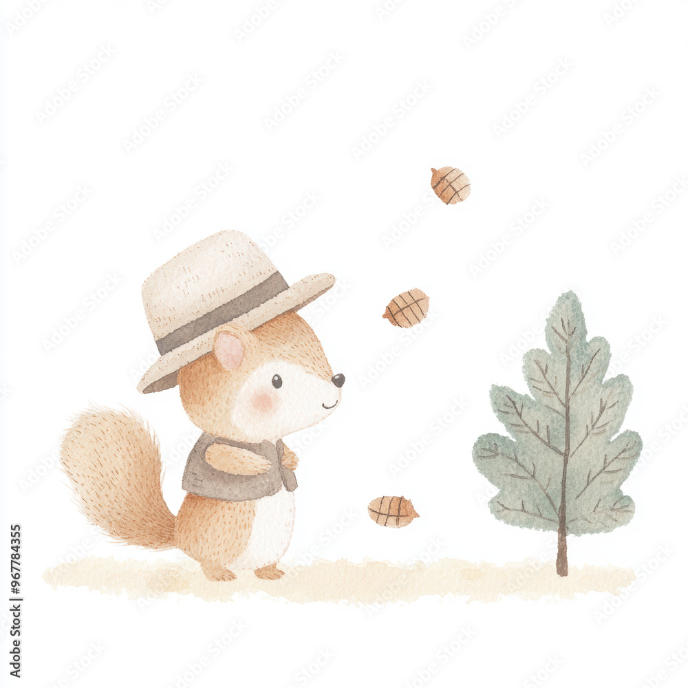Fototapeta premium Cute Squirrel in Hat.