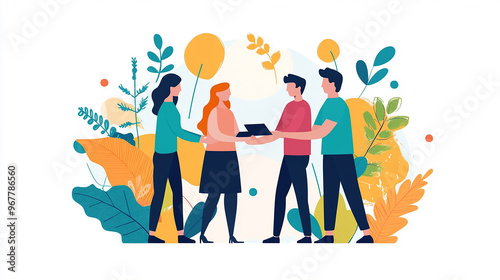 Nurturing collaboration across different teams boosts productivity and leads to business achievement Illustration Flat design