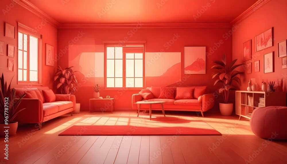 Fototapeta premium Photo interior modern design room 3d illustration;