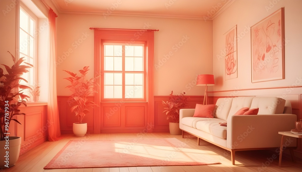 Fototapeta premium Photo interior modern design room 3d illustration;