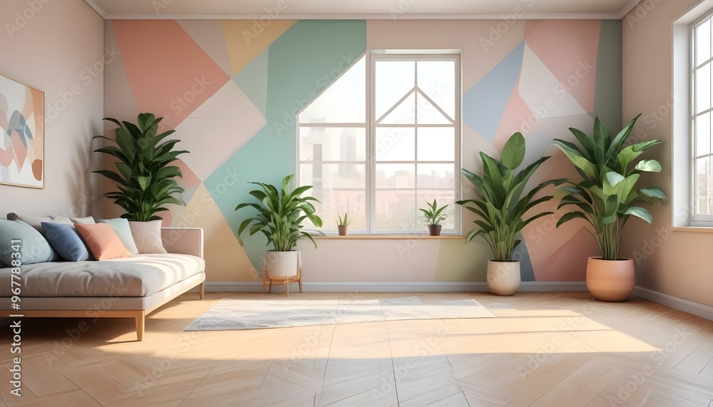 Photo interior modern design room 3d illustration;
