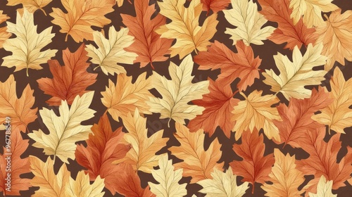 Wallpaper Mural A seamless pattern with autumn leaves in warm, earthy colors, ideal for seasonal designs and fall-themed projects Torontodigital.ca