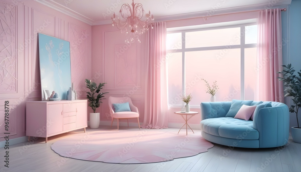 Photo interior modern design room 3d illustration; Photo interior modern design room 3d illustration;
