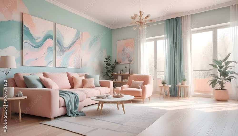 Fototapeta premium Photo interior modern design room 3d illustration;