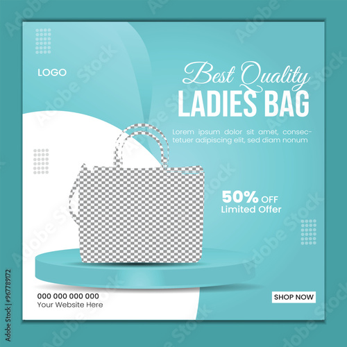 Ladies bag fashion sale social media post template.