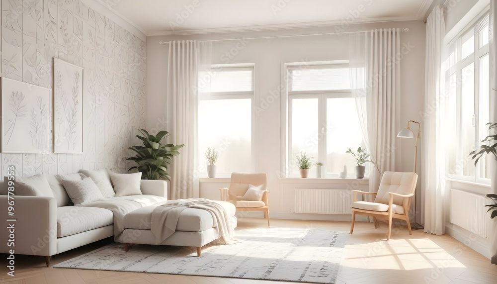 Fototapeta premium Photo interior modern design room 3d illustration;