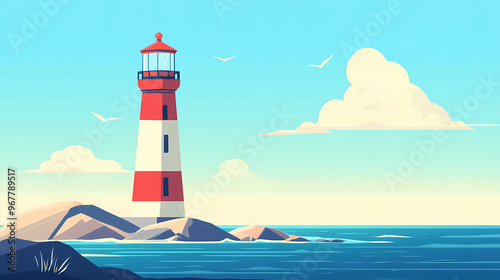 The lighthouse is a symbol of hope and guidance. Lighthouse. Illustration