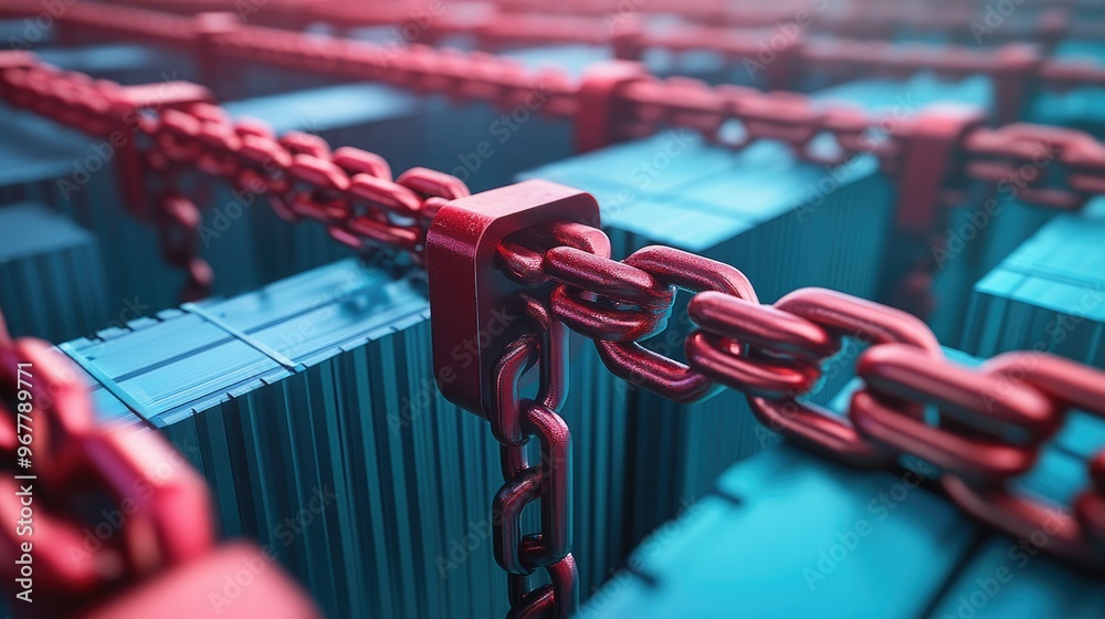 A secure supply chain system, driven by blockchain technology, showcasing enhanced visibility and protection. A secure supply chain system, driven by blockchain technology, showcasing enhanced visibility and protection.
