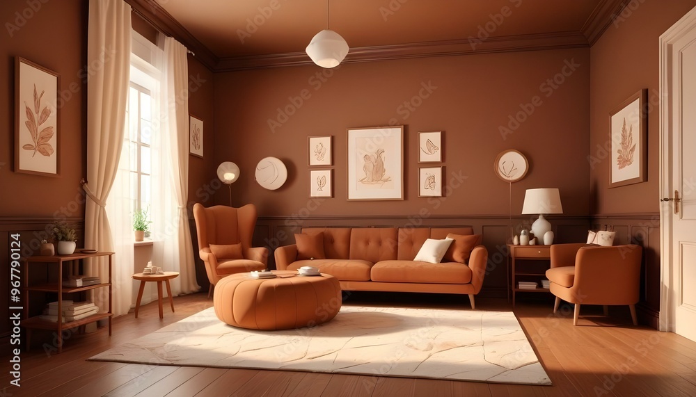 Fototapeta premium Photo interior modern design room 3d illustration;