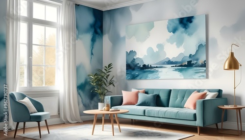 Photo interior modern design room 3d illustration;