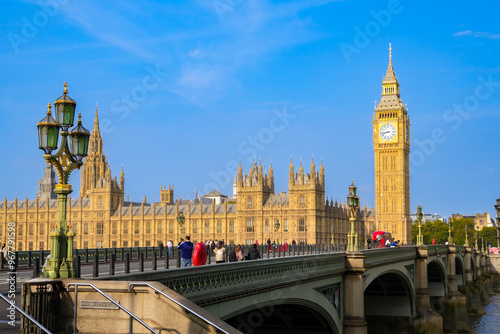 Westminster palace or Houses of parliament and Big Ben tower, London, UK. photo