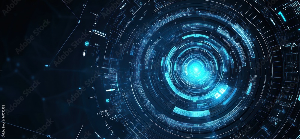 Abstract Digital Interface with Glowing Blue Rings Abstract Digital Interface with Glowing Blue Rings